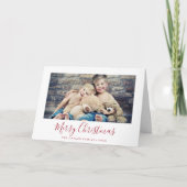 ミニマリスト赤メリークリスマスランドスケープ写真 シーズンカード (正面)