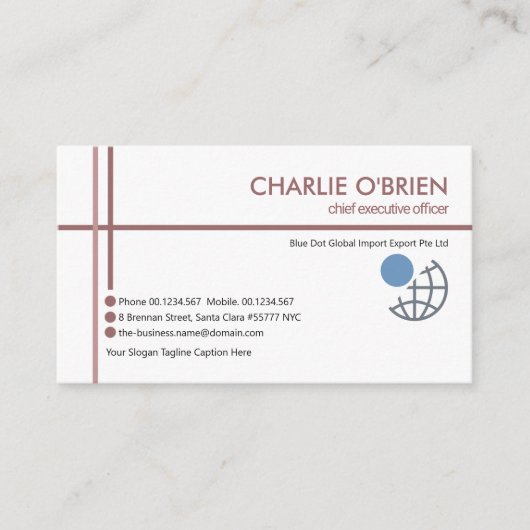 ミニマリスト赤十字線の輸出 名刺 (正面)