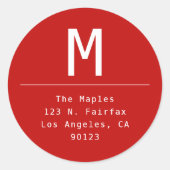 ミニマリスト赤差出人住所 ラウンドシール (正面)