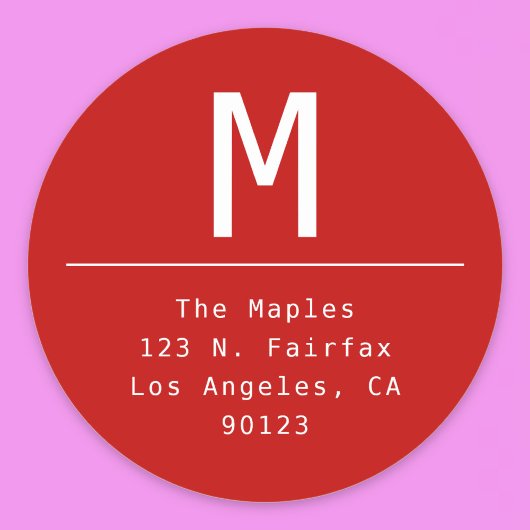 ミニマリスト赤差出人住所 ラウンドシール