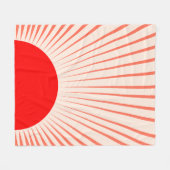 ミニマリスト赤日と太陽光線 フリースブランケット (正面(横))