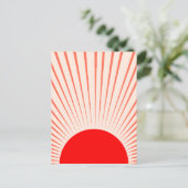 ミニマリスト赤日と太陽光線 ポストカード (スタンド正面)