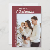 ミニマリスト赤白2フォトメリークリスマス シーズンカード (正面)