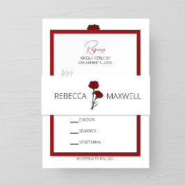 ミニマリスト赤結婚カーネーション 招待状ベリーバンド