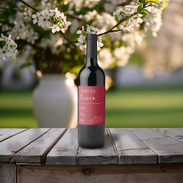 ミニマリスト赤結婚紅色のワインラベル ワインラベル