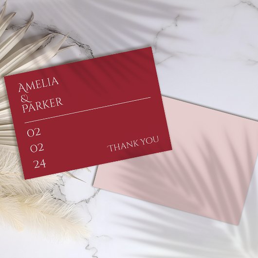 ミニマリスト赤結婚赤のサンキューカード サンキューカード