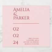 ミニマリスト赤結婚赤 スパークリングワインラベル (シングルラベル)