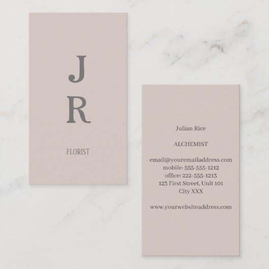 ミニマリスト赤面とグレーの名刺 名刺 (正面/裏面)