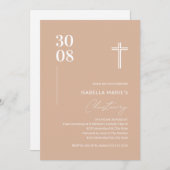 ミニマリスト赤面ピンクガモダンール《キリスト教》洗礼式や命名式 招待状 (正面/裏面)