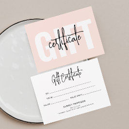 ミニマリスト赤面ピンクギフト証明書