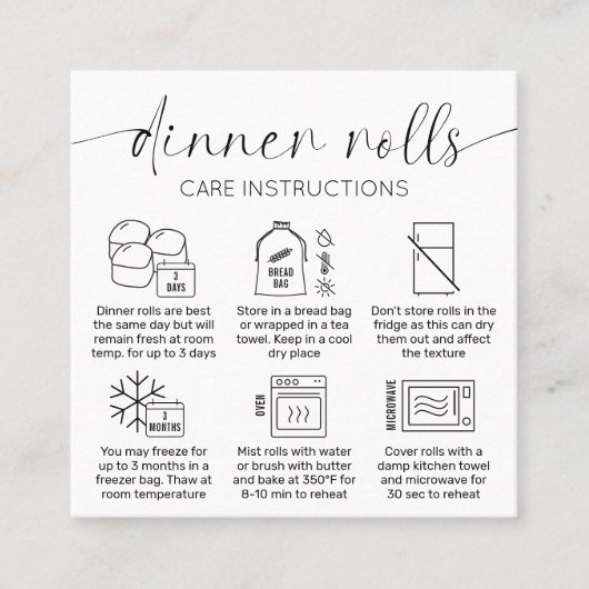 ミニマリスト転がディナ気にパンの指示 スクエア名刺 (正面)