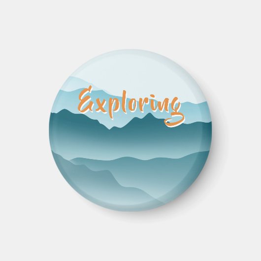 ミニマリスト転がブルーの山自然愛好家 マグネット (正面)