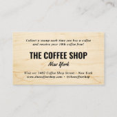 ミニマリスト軽い木目の素朴なコーヒーショップ ロイヤリティカード (裏面)