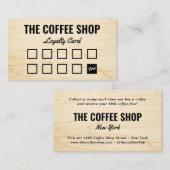 ミニマリスト軽い木目の素朴なコーヒーショップ ロイヤリティカード (正面/裏面)