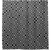 ミニマリスト迷路フィルブラックパターン シャワーカーテン (正面)