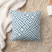 ミニマリスト迷路ライン ブルーパターン クッション (ブランケット)