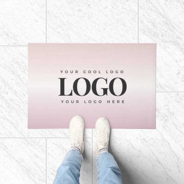 ミニマリスト追加カスタムビジネスロゴピンクのグラデーション ドアマット (室内)