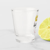 ミニマリスト追加カップル名日付バラピンク結婚ズ ショットグラス (左)