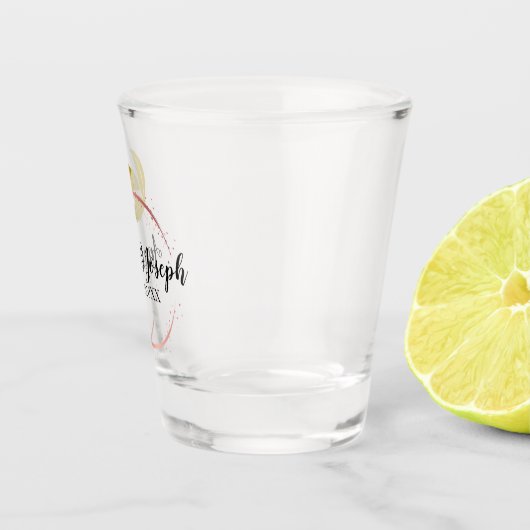 ミニマリスト追加カップル名日付バラピンク結婚ズ ショットグラス (右)