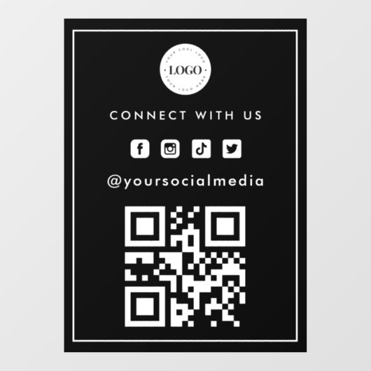 ミニマリスト追加ロゴQrコードスキャンソーシャルメディア ウィンドウサイン (シート)