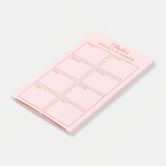 ミニマリスト週間プランナー+ピンクと赤のノート ポストイット (アングル)