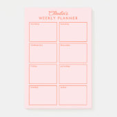 ミニマリスト週間プランナー+ピンクと赤のノート ポストイット (正面)