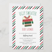 ミニマリスト醜いセーターのクリスマスベビーシャワー 招待状 (正面)