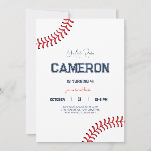 ミニマリスト野球子供の誕生日パーティの招待状 招待状 (正面)