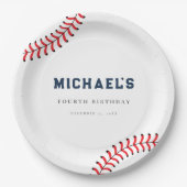 ミニマリスト野球誕生日紙プレート ペーパープレート (正面)