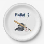 ミニマリスト野球誕生日紙プレート ペーパープレート (正面)