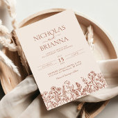 ミニマリスト野花テラコッタ結婚ズモノグラム 招待状