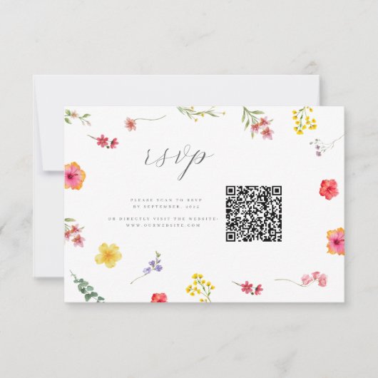 ミニマリスト野花 – 春結婚植物学 出欠カード (正面)