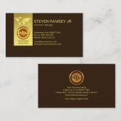 ミニマリスト金ゴールドタ素朴ブの国際的茶 名刺 (正面/裏面)