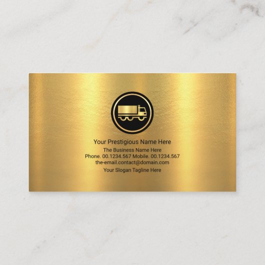 ミニマリスト金ゴールドテクスチャ黒層トラックドライバ 名刺 (裏面)