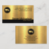 ミニマリスト金ゴールドテクスチャ黒層トラックドライバ 名刺 (正面/裏面)