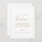 ミニマリスト金ゴールドフレーム感謝披露宴カード ポストカード (正面/裏面)