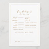 ミニマリスト金ゴールドベビーシャワーベビー予測& アドバイスカード (正面)