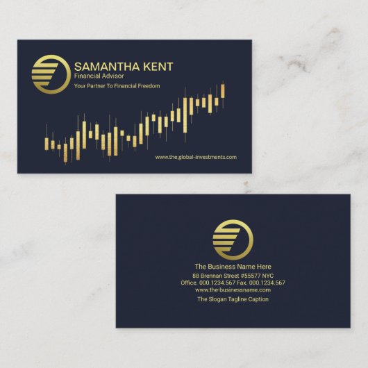 ミニマリスト金ゴールド投資グラフ財務顧問 名刺 (正面/裏面)