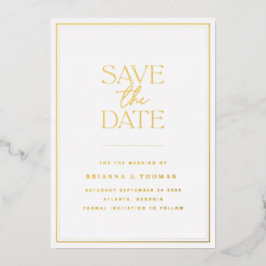 ミニマリスト金箔の日付を保存 箔招待状
