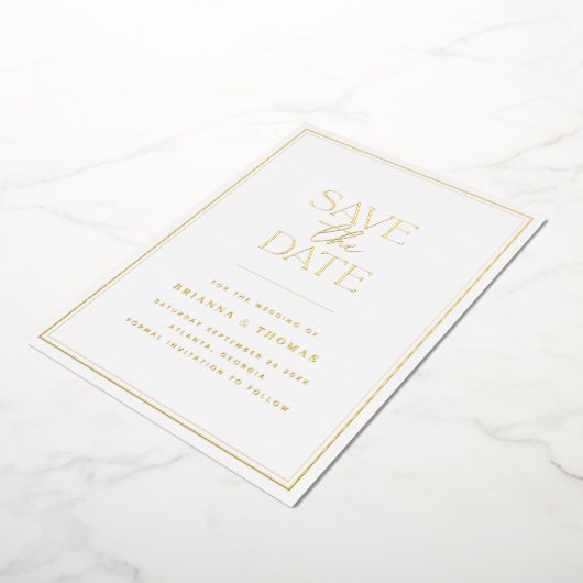 ミニマリスト金箔の日付を保存 箔招待状 (回転した状態)