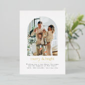 ミニマリスト金箔フォトファミリークリスマスカード 箔シーズンカード (立ち正面)