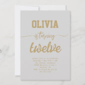 ミニマリスト金箔書道誕生日パーティー 招待状 (正面)