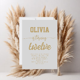 ミニマリスト金箔書道誕生日パーティー 招待状