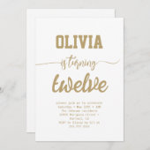 ミニマリスト金箔書道誕生日パーティー 招待状 (正面/裏面)