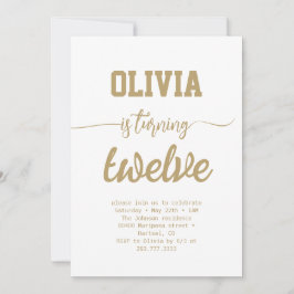 ミニマリスト金箔書道誕生日パーティー 招待状