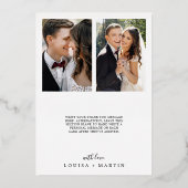 ミニマリスト金箔3写真結婚ありがとう 箔シーズンカード (裏面)