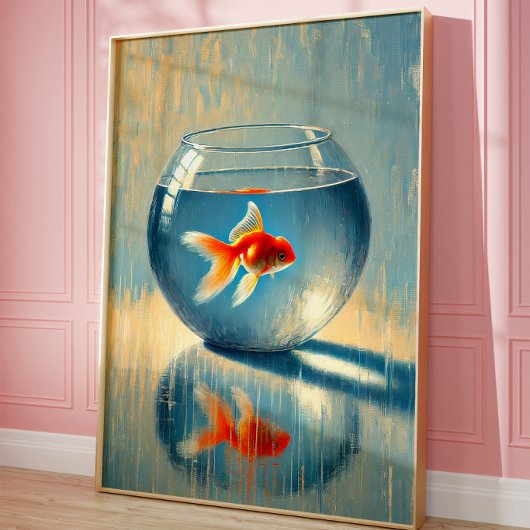 ミニマリスト金魚鉢ウォールアートプリント ポスター