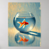 ミニマリスト金魚鉢ウォールアートプリント ポスター (正面)