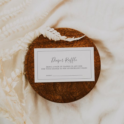 ミニマリスト銀の赤ちゃんシャワーおむつラッフル エンクロージャーカード