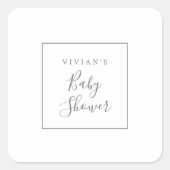 ミニマリスト銀ベビーシャワー封筒用シール スクエアシール (正面)